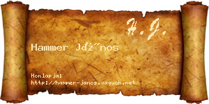 Hammer János névjegykártya